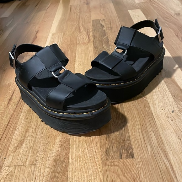 Dr. Martens Shoes - Dr. Marten platform sandals… black with silver buckle